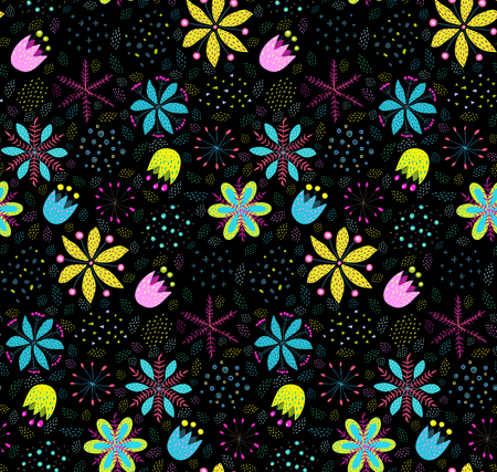 Abstract background with flowers and hand drawn textures.の写真素材