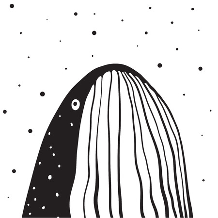 Whale Monochrome Vertical Design. Cropped whale design facing up. Vector illustration.の写真素材