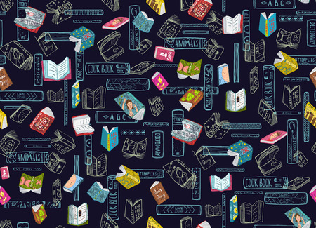 Bookworm dense and tight background with books. Vector illustration.の写真素材