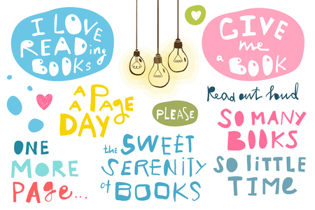 Literature hobby handwriting signs set for design. Vector illustration.のイラスト素材