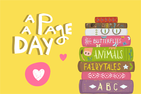 Colorful background for greeting card or library. Vector cartoon.のイラスト素材
