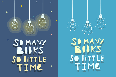 So many books so little time. Quote about books design. Vector illustration.のイラスト素材