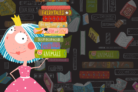 Books and Reading Kid Girl Fairy Tale Princessの写真素材