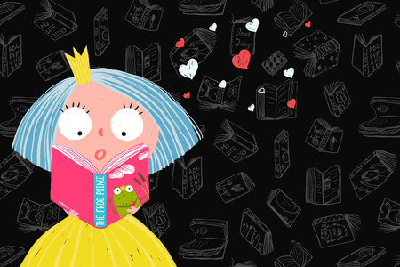 Cute Girl Reading Bookの写真素材