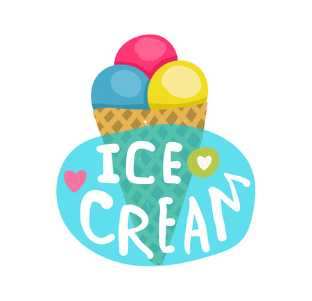 Ice cream sweet treat colorful text cartoon. Vector illustrationのイラスト素材