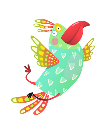 Colorful bird pet isolated on white. Vector illustration.のイラスト素材