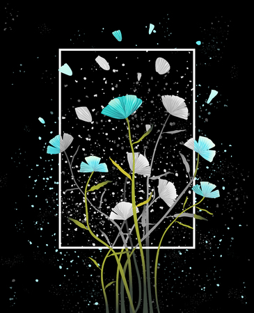 Colorful abstract floral design on dark background. Vector design.のイラスト素材