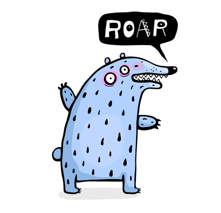 Hand drawn cartoon isolated wild bear animal speech.のイラスト素材