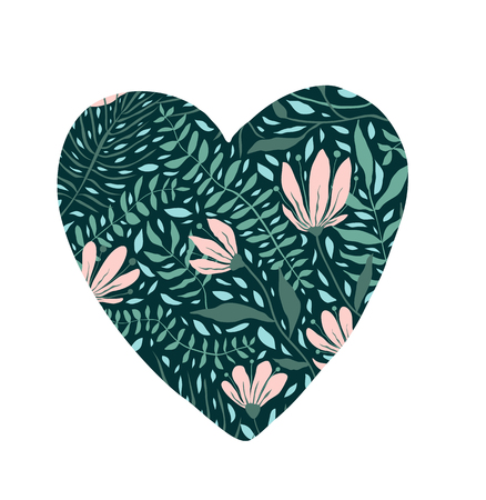 Heart design with blooming flowers heart shape.のイラスト素材