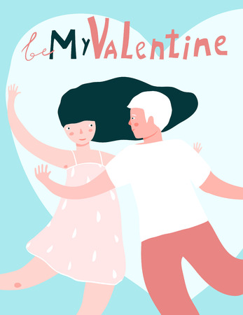 Be my Valentine gift card design with lovers.のイラスト素材