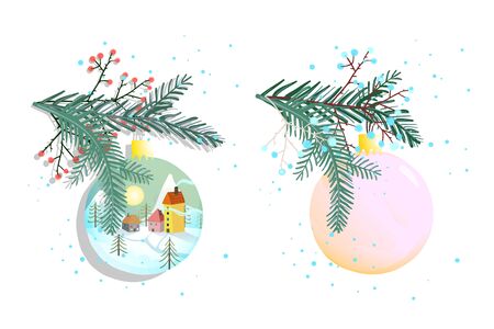 Holiday decorative items, vector hand drawn graphics.のイラスト素材