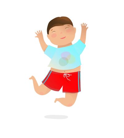 Funny boy kids isolated kindergarten character cartoon clip art. Vector hand drawn illustration.のイラスト素材