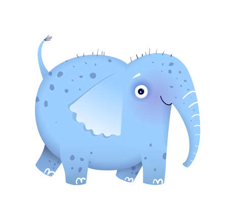 Funny imaginary elephant drawing for kids and children, African humorous safari animal. Isolated vector elephant clipart in watercolor style.のイラスト素材