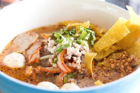 Thailand noodle soup with pork の写真素材