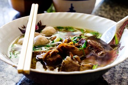 Beef noodle soup to eat it の写真素材