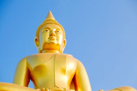 Giant Buddha with blue skyの写真素材