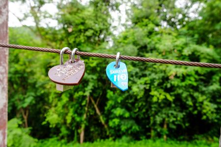 heart keyring on slingの写真素材
