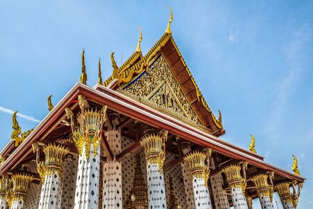 Thai Architecture Column at Wat Rakang Bangkok, Thailandの写真素材