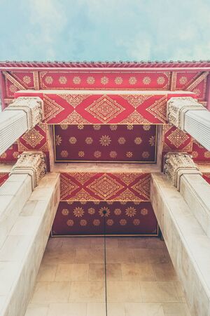 Thai Architecture Column at Wat Rakang Bangkok, Thailandの写真素材