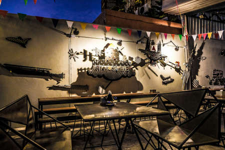 rooftop bar with party at bangkok thailandのeditorial素材