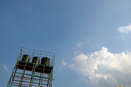 Water tank on the skyの写真素材