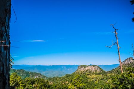 huge mountain with blue sky backgroundの写真素材
