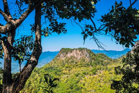 big mountain with blue sky backgroundの写真素材