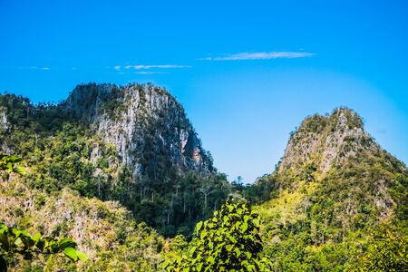 big mountain with blue sky backgroundの写真素材