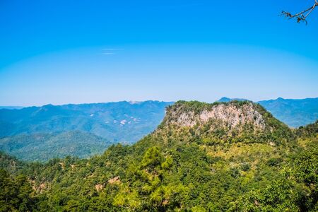 big mountain with blue sky backgroundの写真素材