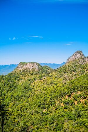 big mountain with blue sky backgroundの写真素材