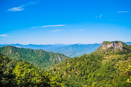 big mountain with blue sky backgroundの写真素材