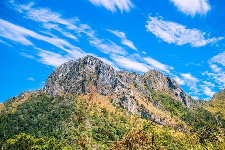 big mountain with clear blue skyの写真素材