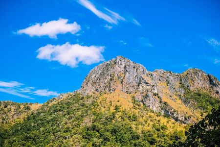 big mountain with clear blue skyの写真素材