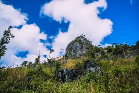 big mountain with clear blue skyの写真素材