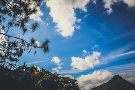 big mountain with clear blue skyの写真素材