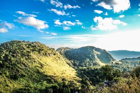 big mountain with clear blue skyの写真素材