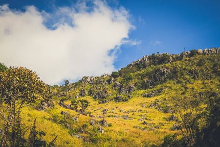big mountain with clear blue skyの写真素材
