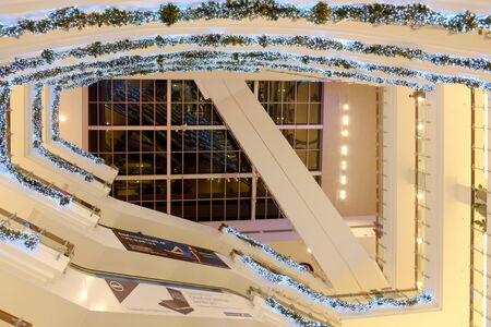 shopping center hall with corridor floor and ceilingの写真素材