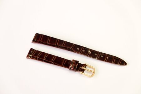 leather watch strap object isolate on the white backgroundの写真素材