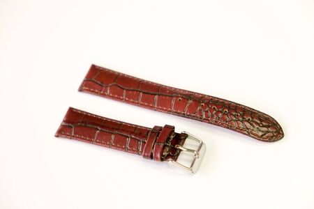 leather watch strap object isolate on the white backgroundの写真素材