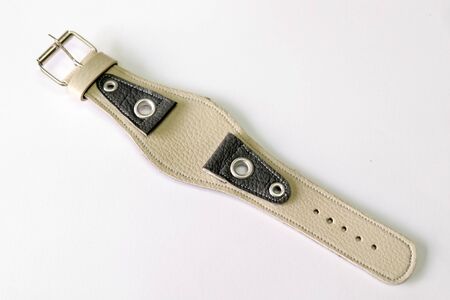 leather watch strap object isolate on the white backgroundの写真素材
