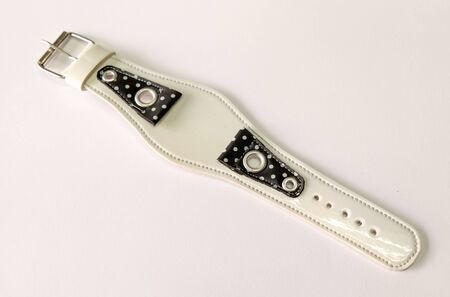 leather watch strap object isolate on the white backgroundの写真素材