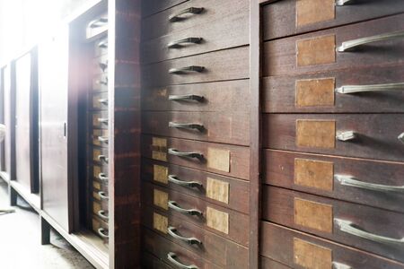 vintage drawer at the old shop displayの写真素材