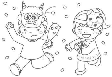 Setsubun Coloring 2のイラスト素材