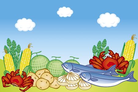 Hokkaido good foodのイラスト素材