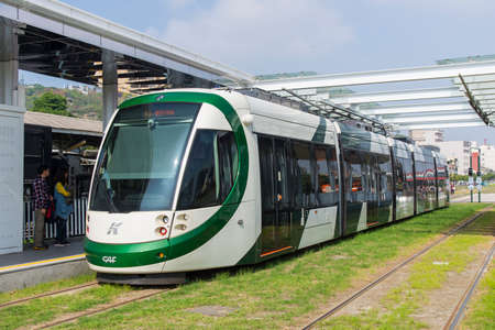 Kaohsiung's Light Rail Transit ,Kaohsiung Taiwan -January 20 ,2018:Kaohsiung's Light Rail Transit is driving on the roadのeditorial素材