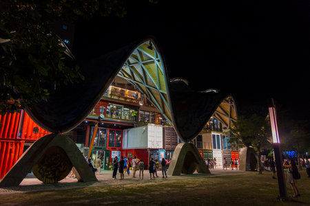 Tiehua Music Village:Taitung, Taiwan -August 19 ,2018:Many tourists visit Tiehua Music Villageのeditorial素材