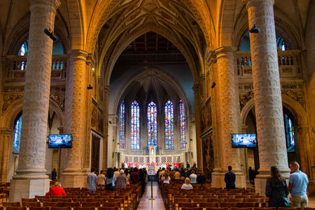 worship -Luxembourg,JULY 3 ,2023: Many believers in the Church of Saint Michael in Luxembourgのeditorial素材