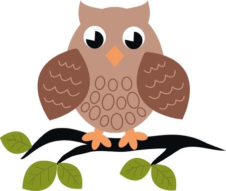 owl sitting on a branchのイラスト素材