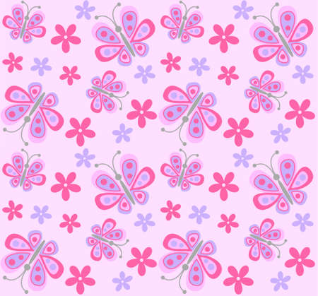 seamless flower and butterfly patternのイラスト素材